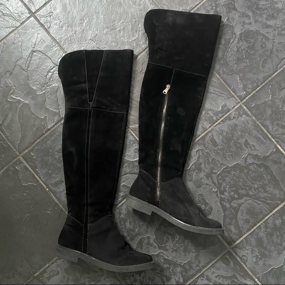 Hugo Boss Size 40 Suede & Leather Over the Knee Boots